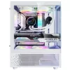 XPG Invader X Mini PC skriňa Midi Tower, ATX/Micro-ATX/Mini-ITX, sklenené panely, 5 ARGB ventilátorov 120 mm, USB-C, bez zdroja, biela