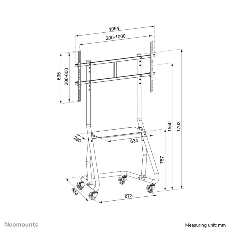 Neomounts NS-M3800 čierny TV vozík 60-100