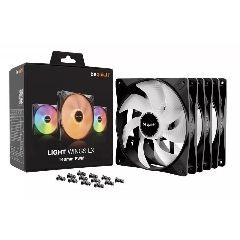 be quiet LIGHT WINGS LX 140mm PWM 3-Pack čierny ventilátor do počítačovej skrine 14 cm 3 ks