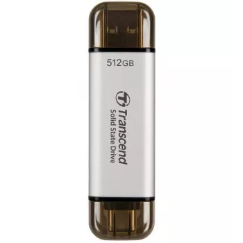 TRANSCEND Esd310c - 512GB prenosné SSD - USB Type-A / USB Type-C - strieborná