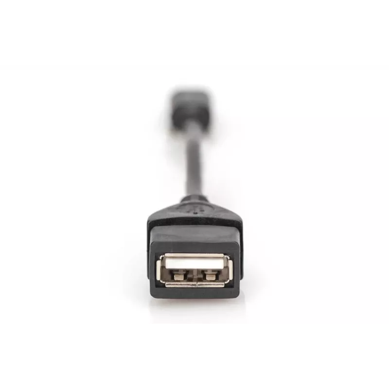 DIGITUS USB 2.0 adaptérový kábel, OTG, Type Mini-B - A M/F, 20cm, USB 2.0 kompatibilný, čierny