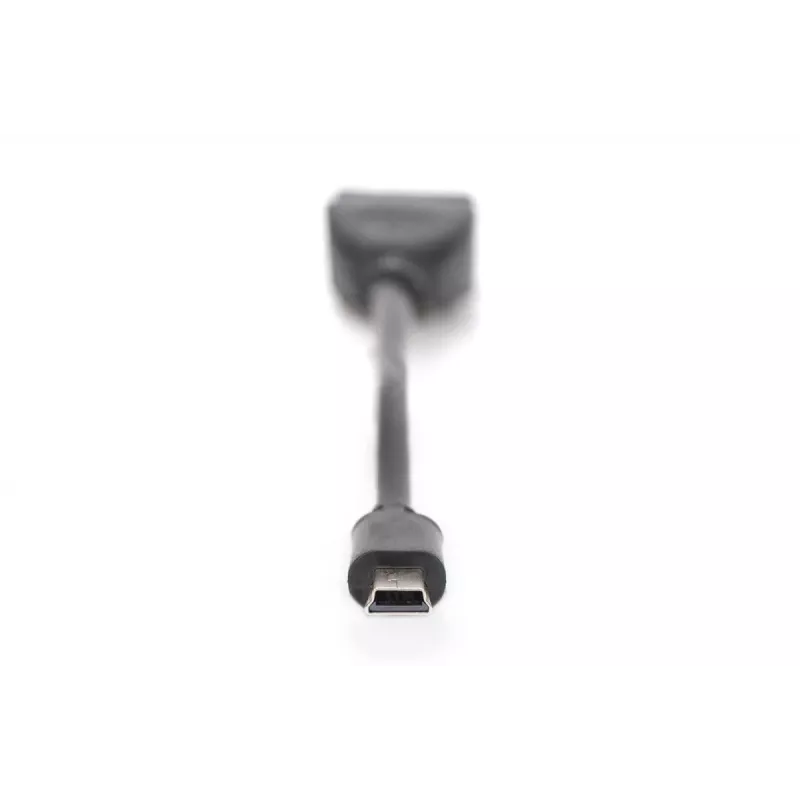 DIGITUS USB 2.0 adaptérový kábel, OTG, Type Mini-B - A M/F, 20cm, USB 2.0 kompatibilný, čierny
