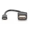 DIGITUS USB 2.0 adaptérový kábel, OTG, Type Mini-B - A M/F, 20cm, USB 2.0 kompatibilný, čierny