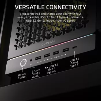 PC skriňa CORSAIR FRAME 5000D RS ARGB Midi-Tower čierna — ATX, podporuje 3x140mm predné ventilátory, 2,5/3,5