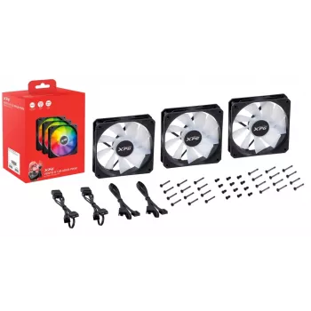 XPG VENTO 120 ARGB PWM (balenie 3 ks) čierna, ventilátor, 12 cm, 300 ot/min, 1650 ot/min, čierna