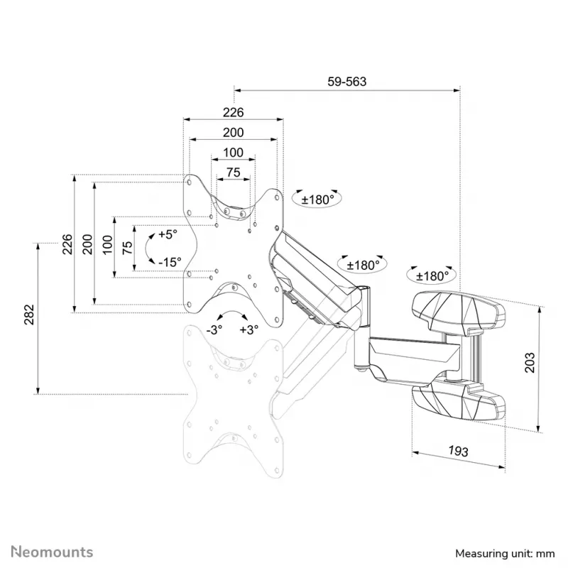 Neomounts TV nástenný držiak WL70-550BL12 23-42