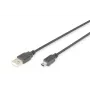 DIGITUS USB 2.0 prepojovací kábel, Type-A - Mini B (5-pinový) M/M, 3 m, kompatibilný s USB 2.0, čierny