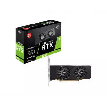MSI grafická karta GeForce RTX 3050 6 GB GDDR6, PCIe x8 4.0, 1492 MHz Boost, 96-bit, 2x HDMI 2.1 + DP 1.4a, 70 W, 2 ventilátory, FH/HL