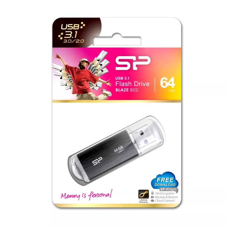 SILICON POWER USB kľúč - 64GB Silicon Power USB3.2 B02 čierny
