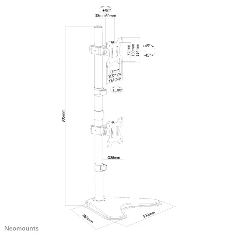 Neomounts FPMA-D550DDVBLACK stojan na monitor 10-32 palcov - vertikálna montáž