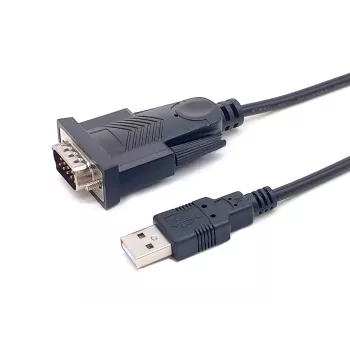 Equip USB-A na sériový (DB9) kábel, M/M 1,5m, čierny, 1,5 m, USB Type-A, DB-9, konektor samec, konektor samec