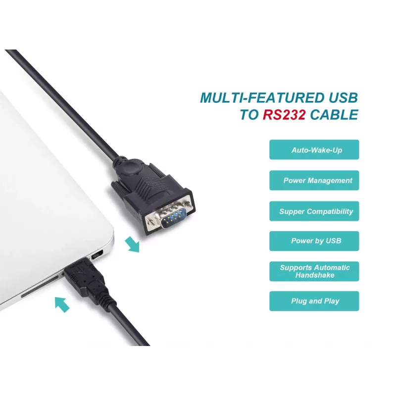 Equip USB-A na sériový (DB9) kábel, M/M 1,5m, čierny, 1,5 m, USB Type-A, DB-9, konektor samec, konektor samec