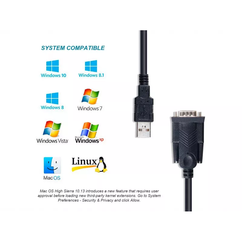 Equip USB-A na sériový (DB9) kábel, M/M 1,5m, čierny, 1,5 m, USB Type-A, DB-9, konektor samec, konektor samec