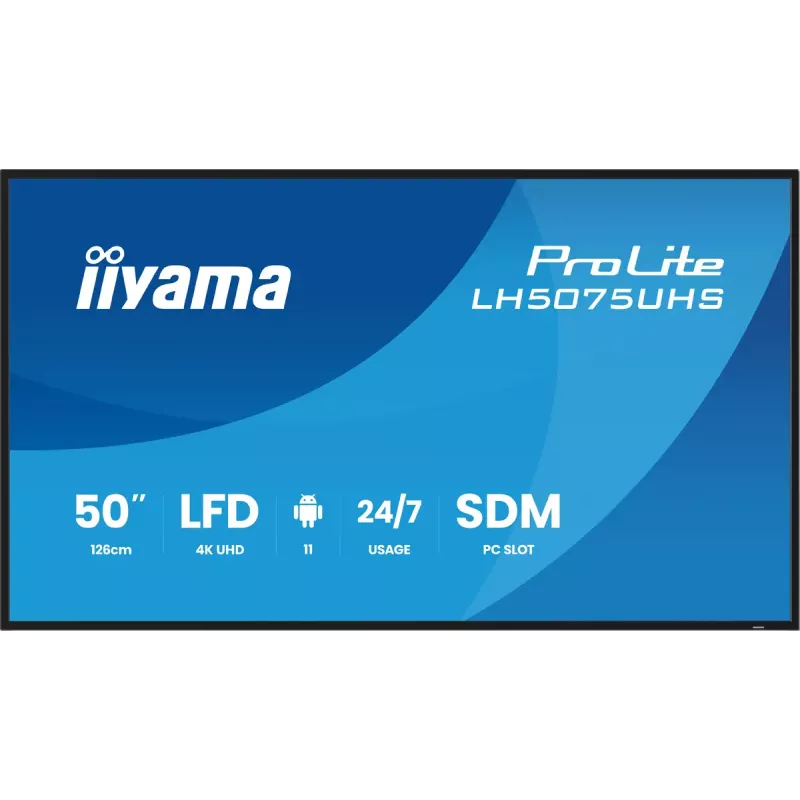 iiyama LH5075UHS-B2AG Signage Display digitálny signage plochý displej 125,7 cm (49,5 inch) LCD Wi-Fi 500 cd/m² 4K Ultra HD čierny integrovaný procesor Android 24/7