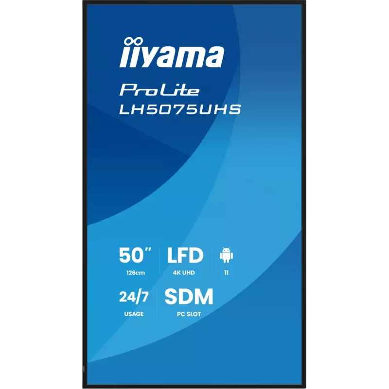 iiyama LH5075UHS-B2AG Signage Display digitálny signage plochý displej 125,7 cm (49,5 inch) LCD Wi-Fi 500 cd/m² 4K Ultra HD čierny integrovaný procesor Android 24/7