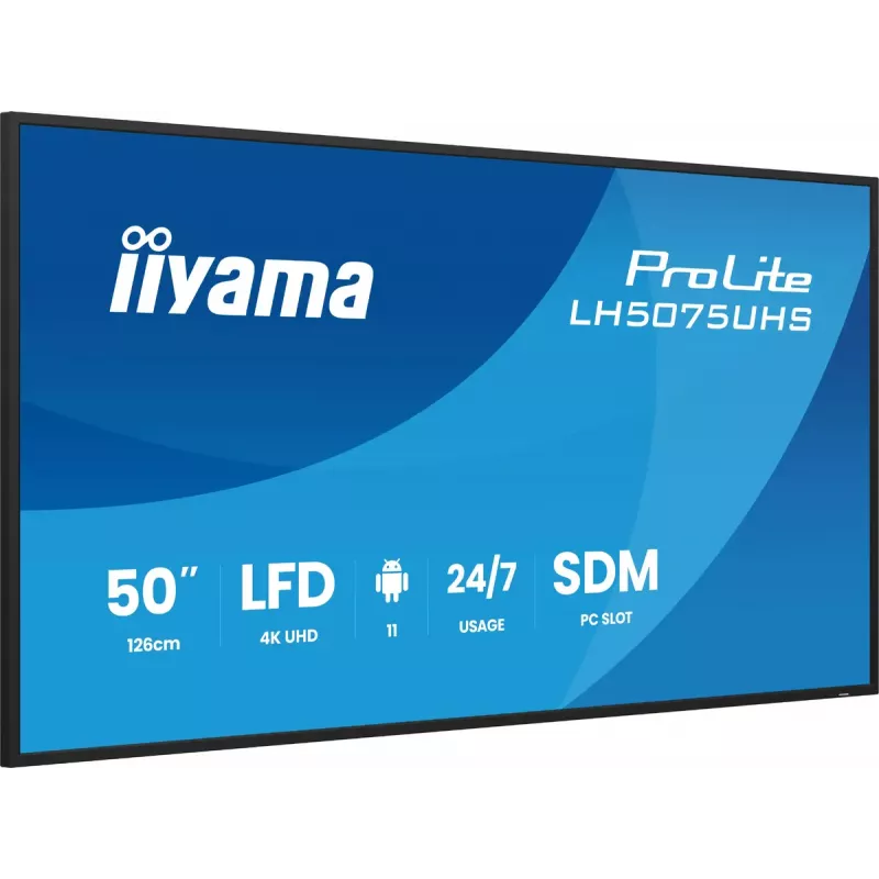 iiyama LH5075UHS-B2AG Signage Display digitálny signage plochý displej 125,7 cm (49,5 inch) LCD Wi-Fi 500 cd/m² 4K Ultra HD čierny integrovaný procesor Android 24/7
