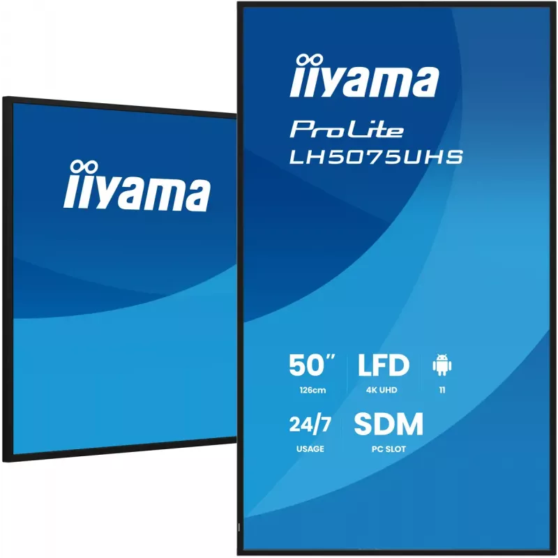 iiyama LH5075UHS-B2AG Signage Display digitálny signage plochý displej 125,7 cm (49,5 inch) LCD Wi-Fi 500 cd/m² 4K Ultra HD čierny integrovaný procesor Android 24/7