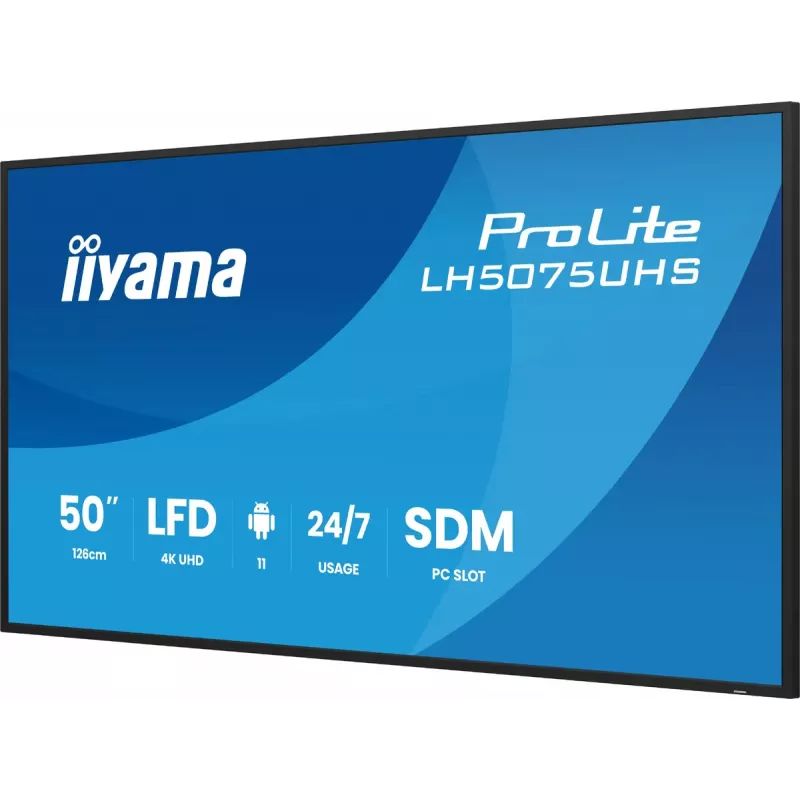 iiyama LH5075UHS-B2AG Signage Display digitálny signage plochý displej 125,7 cm (49,5 inch) LCD Wi-Fi 500 cd/m² 4K Ultra HD čierny integrovaný procesor Android 24/7