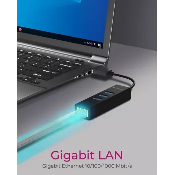 ICY BOX IB-HUB1419-LAN USB 3.2 Gen 1 (3.1 Gen 1) Type-A čierny