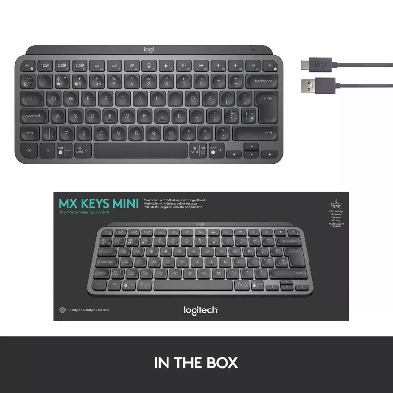 LOGITECH MX Keys Mini podsvietená klávesnica - bezdrôtová Bluetooth - grafitová - AZERTY francúzska