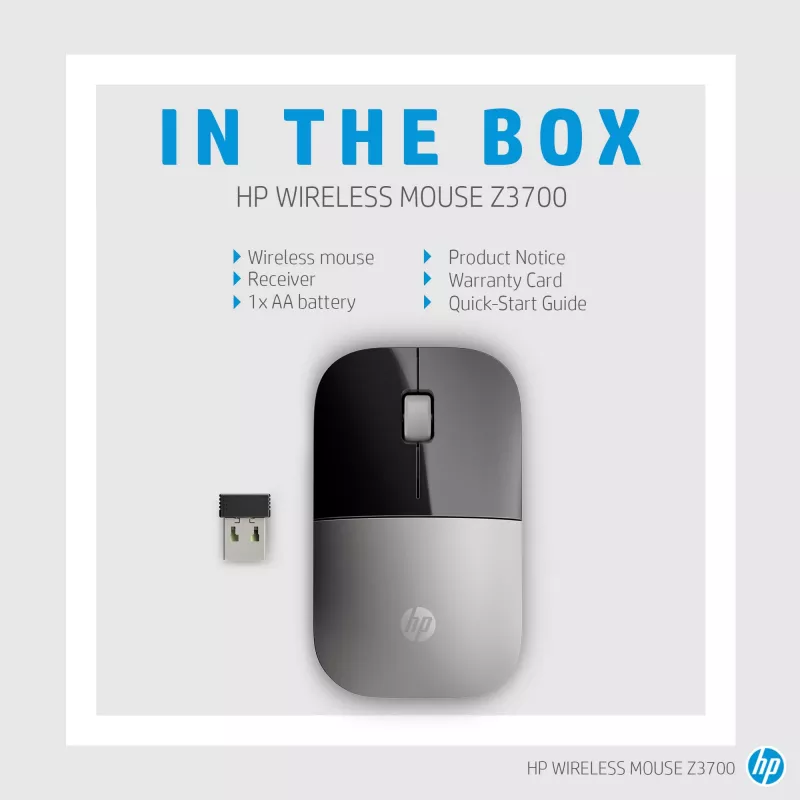HP Z3700 modrá bezdrôtová myš, obojručná, optická, RF Wireless, 1200 DPI, modrá