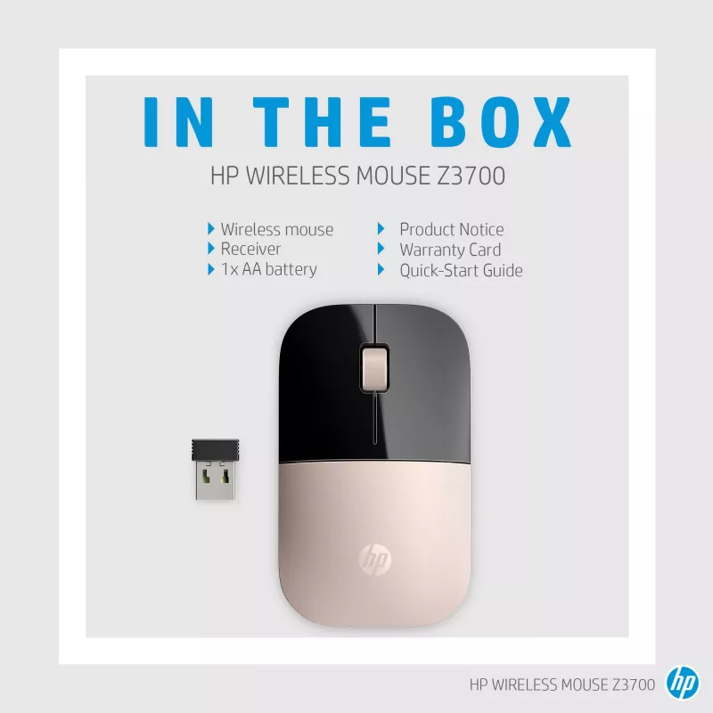 HP Z3700 modrá bezdrôtová myš, obojručná, optická, RF Wireless, 1200 DPI, modrá