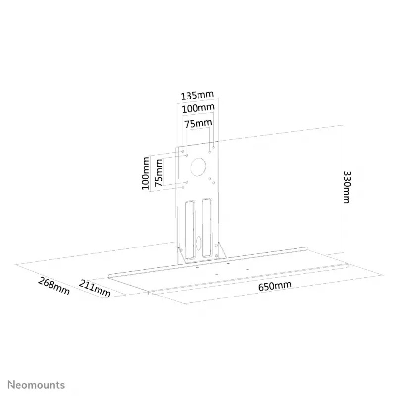 Neomounts KEYB-V200 čierna podložka pod klávesnicu/myš VESA montáž - šírka 65 cm
