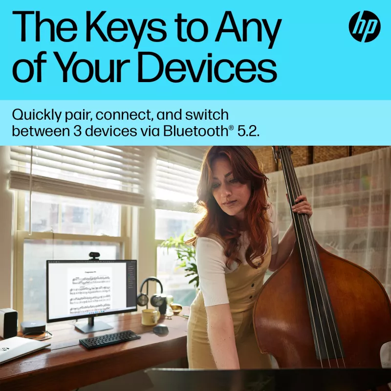 Kompaktná Bluetooth klávesnica HP 355 – bezdrôtové mechanické klávesy, čierna, 0,34 kg