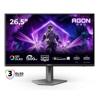 AOC AGON PRO AG276QKD2 počítačový monitor 67,3 cm (26,5 palcov) 2560 x 1440 pixelov Quad HD QD-OLED čierny, sivý