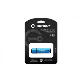 Kingston Technology IronKey 32GB USB-C Vault Privacy 50C AES-256 šifrovaný, FIPS 197