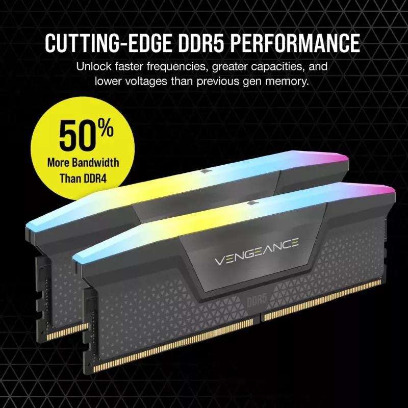 Corsair Vengeance RGB, DDR5-5200, CL40, AMD EXPO - 32 GB dual kit, sivá