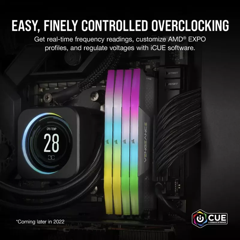 Corsair Vengeance RGB, DDR5-5200, CL40, AMD EXPO - 32 GB dual kit, sivá