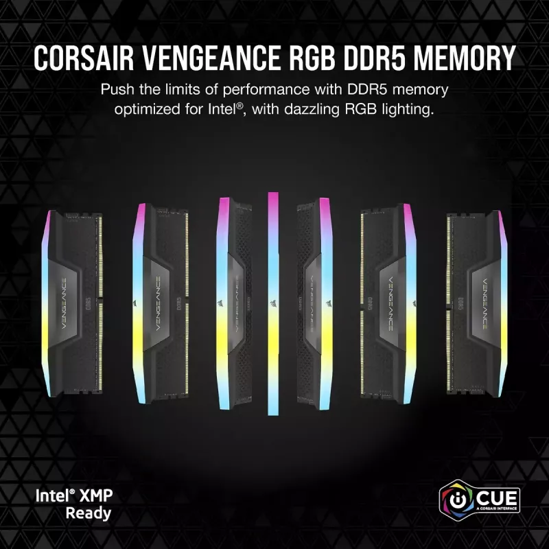 DIMM 128 GB DDR5-5600 (4x 32 GB) quad kit, operačná pamäť čierna, CMH128GX5M4B5600C40, Vengeance RGB, INTEL XMP