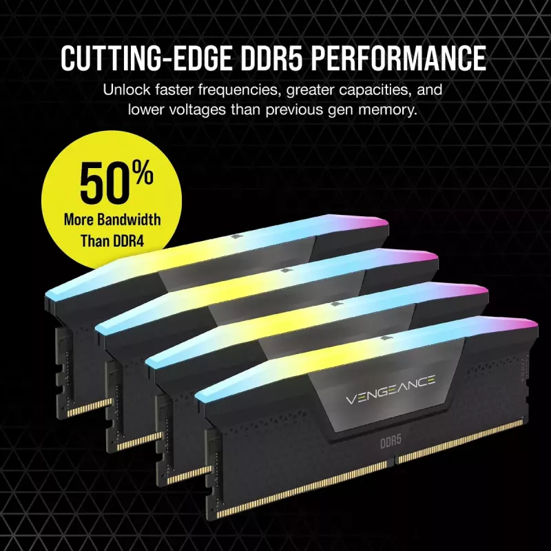 DIMM 128 GB DDR5-5600 (4x 32 GB) quad kit, operačná pamäť čierna, CMH128GX5M4B5600C40, Vengeance RGB, INTEL XMP