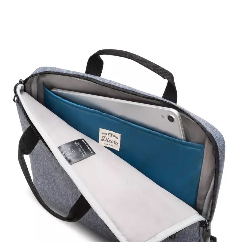 DICOTA štíhla Eco Motion – taška na notebook 14-15.6 palcov – denimová modrá / 600d RPE polyester