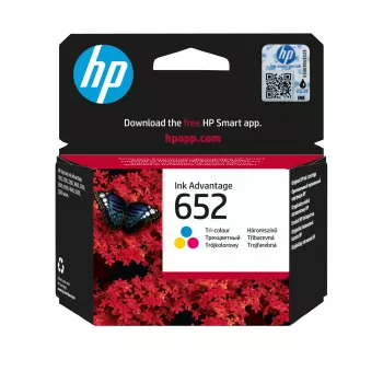 HP 652 tri-color originálna Ink Advantage tlačová kazeta, azúrová, purpurová, žltá, 1 ks, 200 strán
