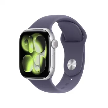APPLE Watch Series 11 GPS + Cellular 42mm strieborné hliníkové puzdro s Purple Fog športovým remienkom S/M