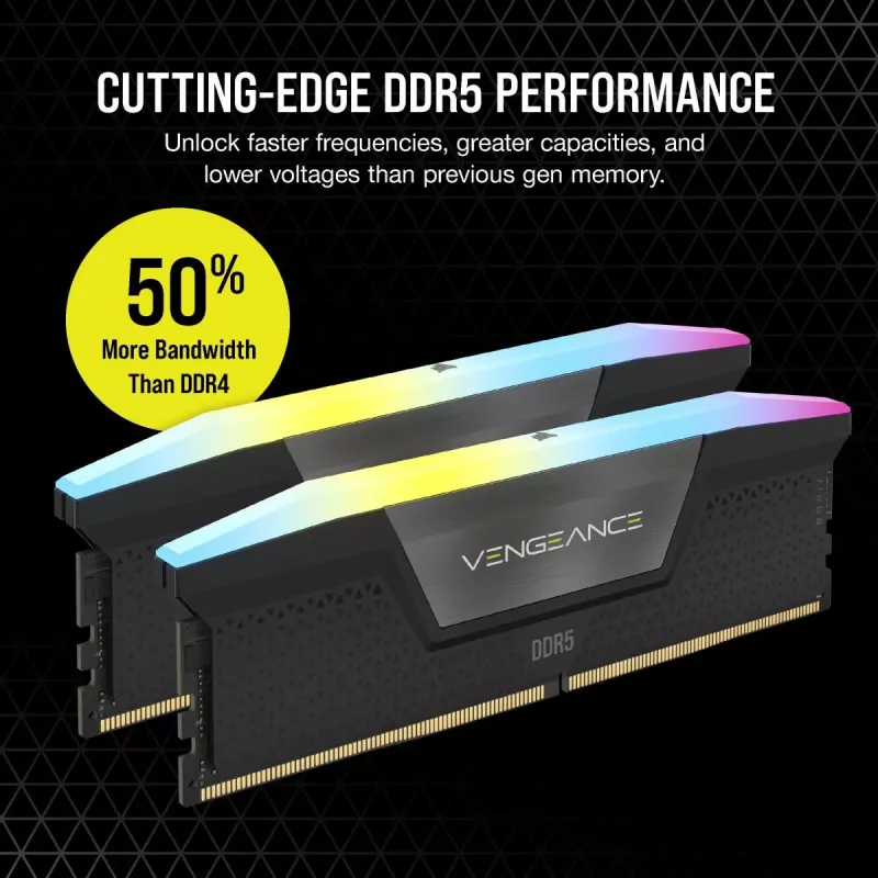 Corsair Vengeance RGB 32 GB (2x16 GB) DDR5-6000 CL38 sada pamäte RAM, čierna