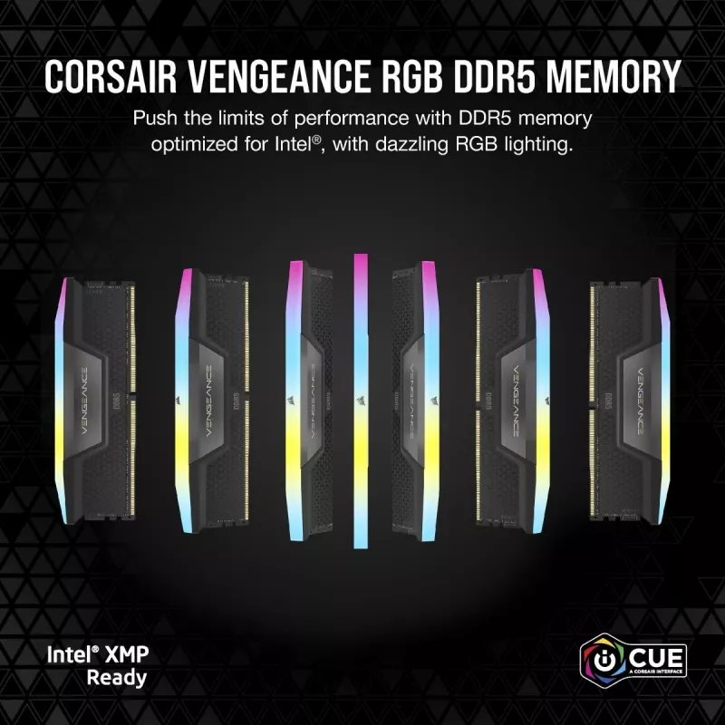 Corsair Vengeance RGB 32 GB (2x16 GB) DDR5-6000 CL38 sada pamäte RAM, čierna