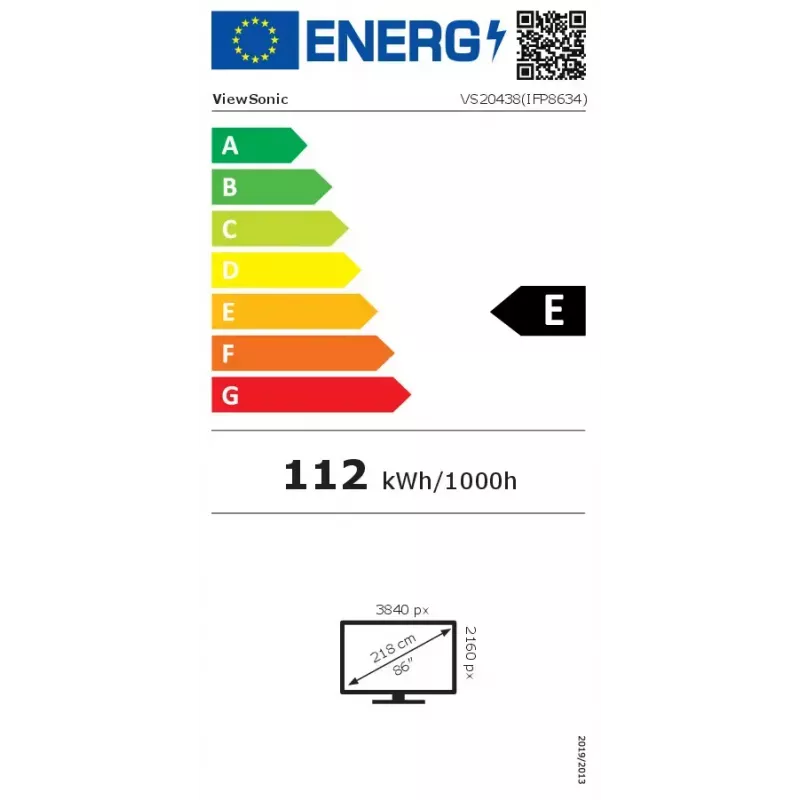 ViewSonic ViewBoard IFP8634 interaktívny displej, 86 palcov (218 cm), 4K UHD 3840 x 2160, multitouch, Android 14 EDLA, 8 GB RAM, 350 cd/m², čierny
