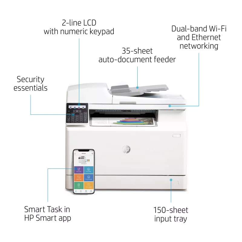 HP Color LaserJet Pro MFP M183fw, Laser, farebná tlač, 600 x 600 DPI, A4, priama tlač, biela