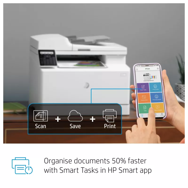 HP Color LaserJet Pro MFP M183fw, Laser, farebná tlač, 600 x 600 DPI, A4, priama tlač, biela
