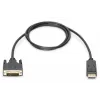 DIGITUS DisplayPort adaptérový kábel, DP - DVI (24+1) M/M, 2 m so zaistením, kompatibilný s DP 1.2, CE čierny