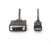 DIGITUS DisplayPort adaptérový kábel, DP - DVI (24+1) M/M, 2 m so zaistením, kompatibilný s DP 1.2, CE čierny