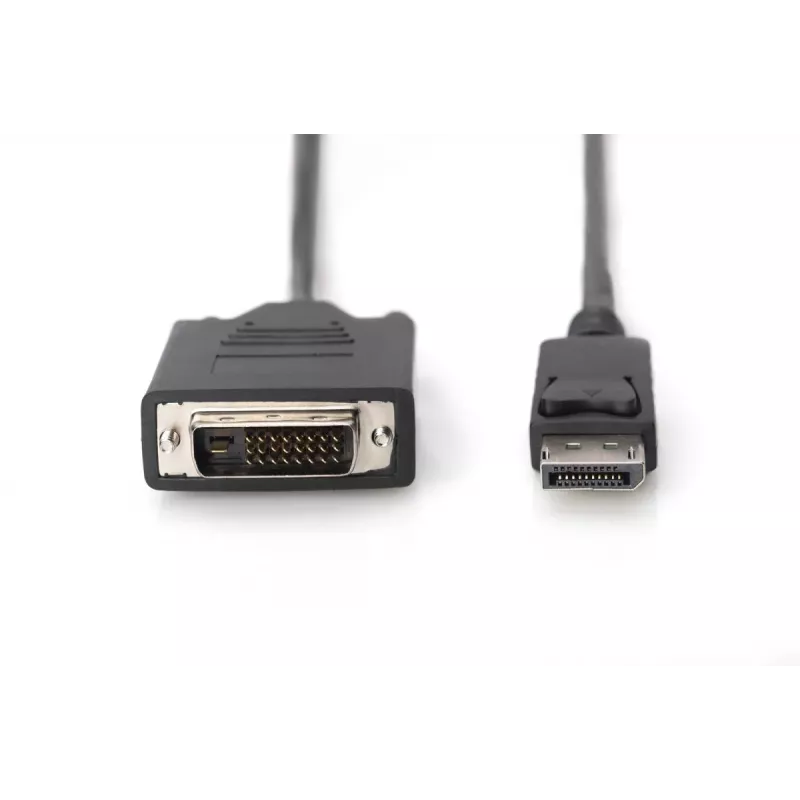 DIGITUS DisplayPort adaptérový kábel, DP - DVI (24+1) M/M, 2 m so zaistením, kompatibilný s DP 1.2, CE čierny