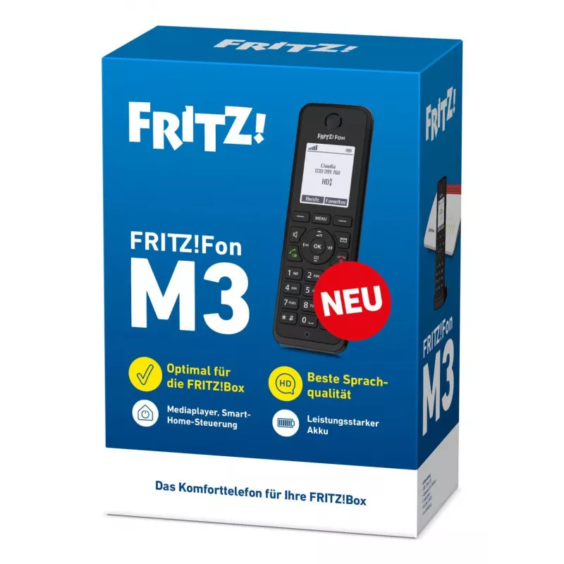 DECT telefón FRITZ Fon M3 bezdrôtový mobilný telefón identifikácia volajúceho čierny