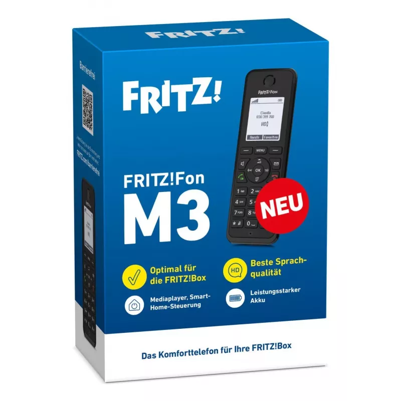 DECT telefón FRITZ Fon M3 bezdrôtový mobilný telefón identifikácia volajúceho čierny