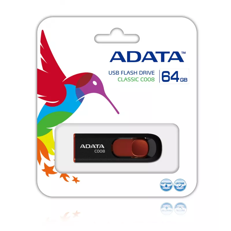 ADATA C008 64 GB USB kľúč USB Type-A 2.0 čierny, červený
