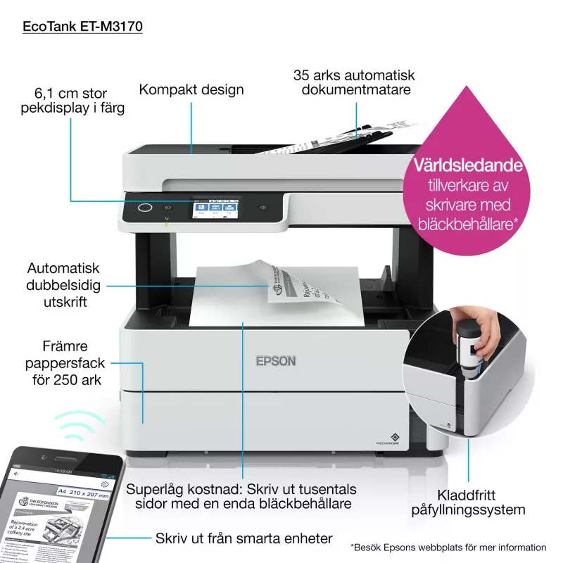 Multifunkčná tlačiareň Epson EcoTank ET-M3170 atramentová monochromatická tlač