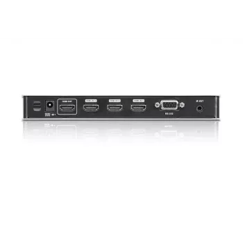 ATEN 4-portový 4K HDMI audio/video prepínač s IR diaľkovým ovládačom, HDMI, kov, strieborný, 60 Hz, 15 m, 3840 x 2160, 4096 x 2160